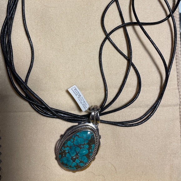 Classic Western wear Jewelry Sterling Silver Turquoise large pendant - Picture 1 of 7